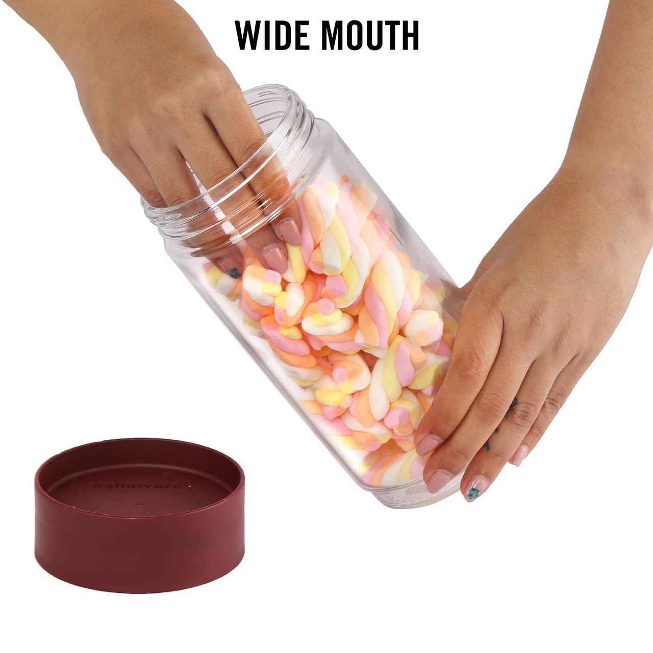 Cello Modustack Glassy Storage Jar | Set Of 3 | 1000Ml, Maroon