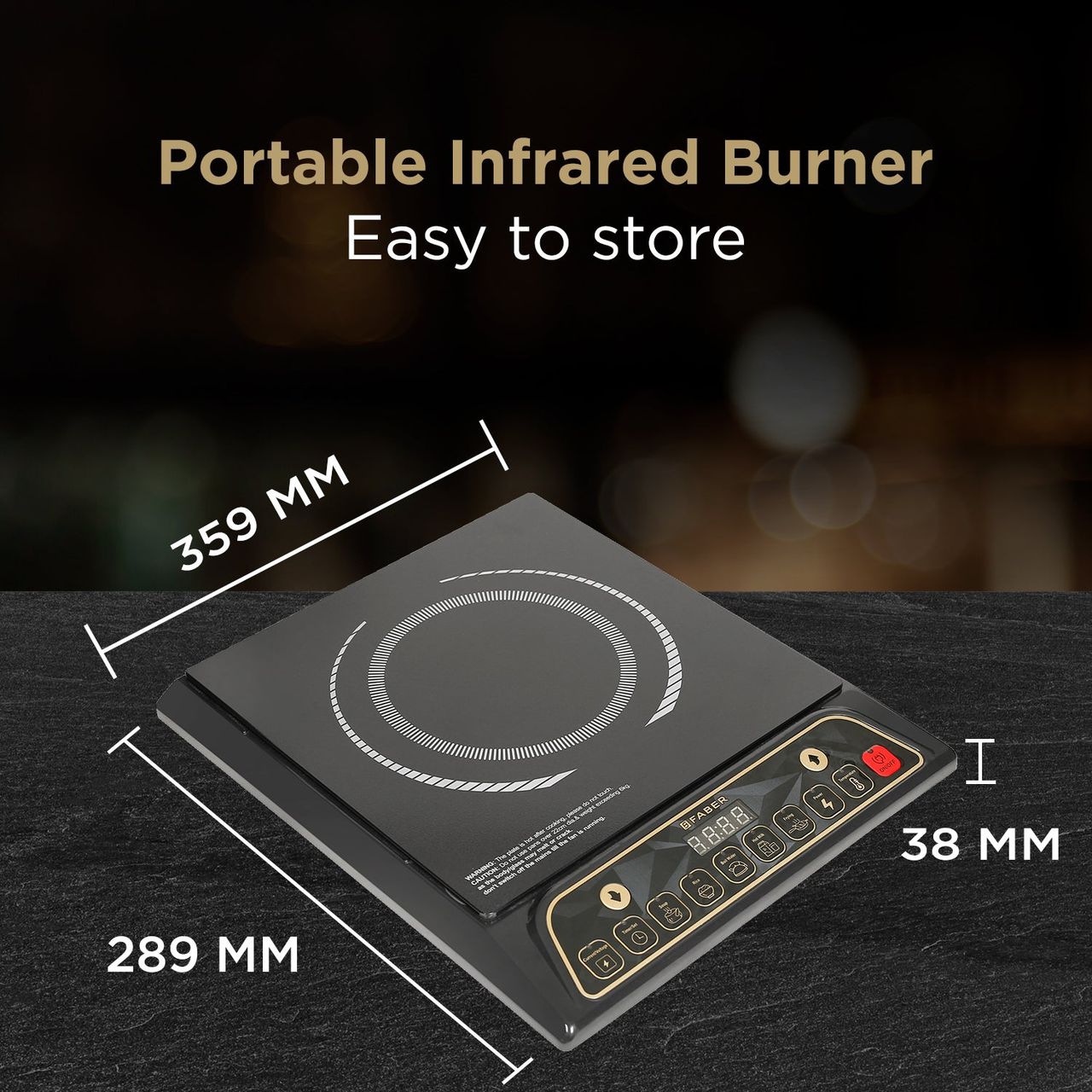 Faber Zion 1600W Induction Stove | 5 Auto-Cook Functions | LED Display Touch Control | Black