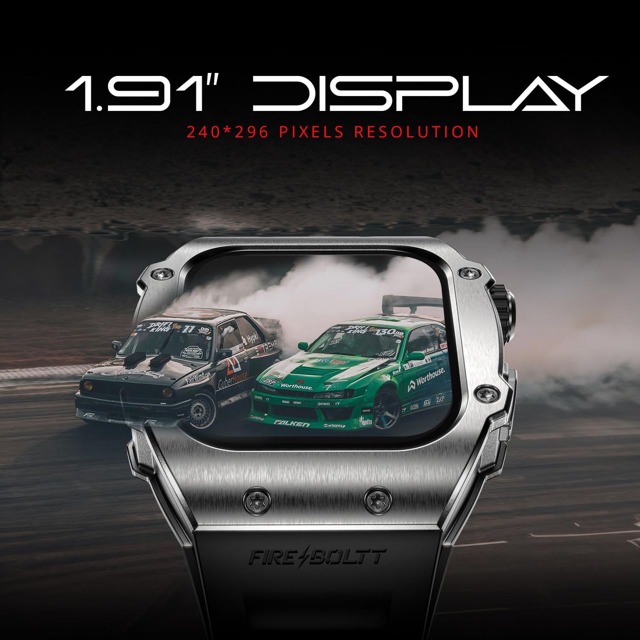 Fire-Boltt Ashphalt Smartwatch | 1.91" Display | BT Calling - Gun Metal Red