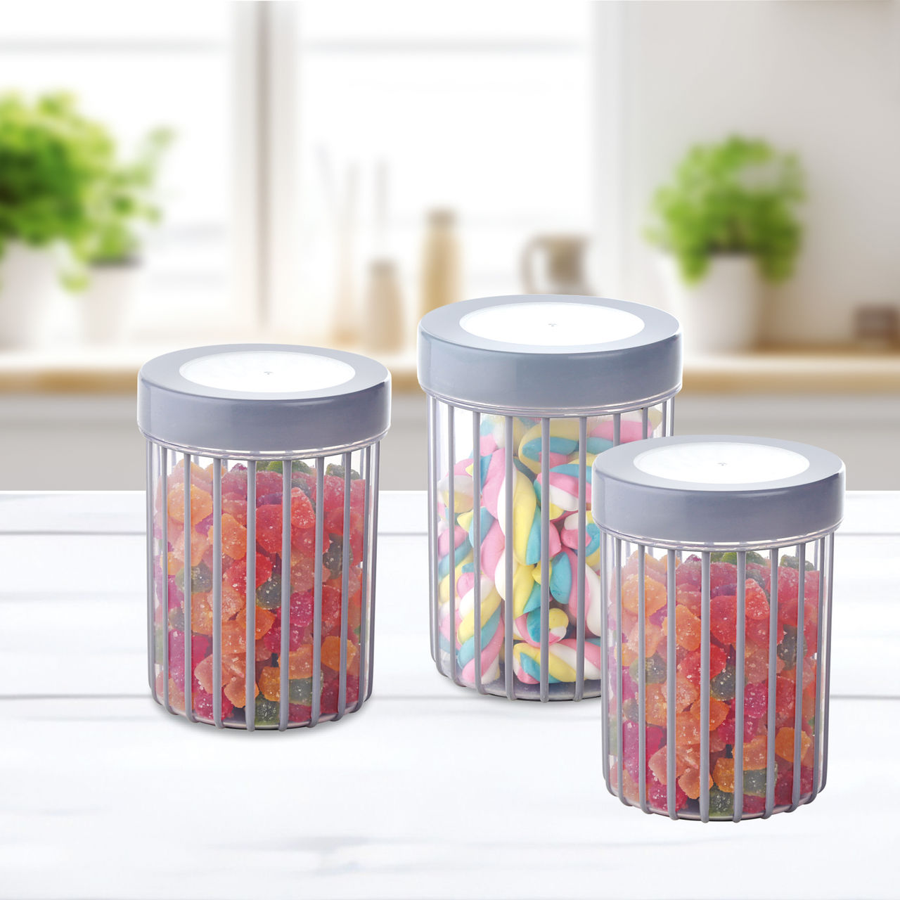 Joyo Better Home Linea Container 560 Ml (3 Pcs Set)- Grey
