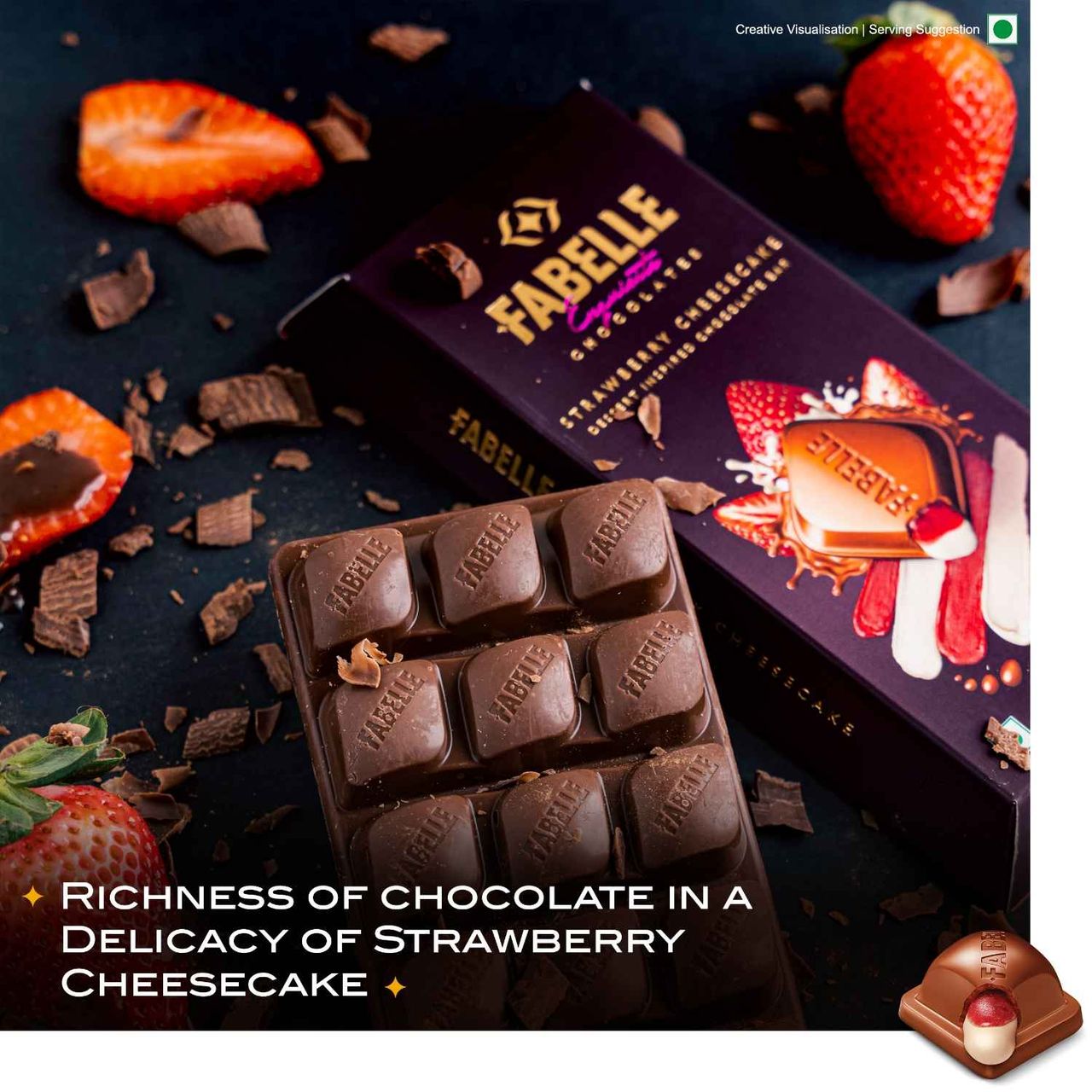 Fabelle Luxury Chocolates Strawberry Cheesecake Handcrafted Bar