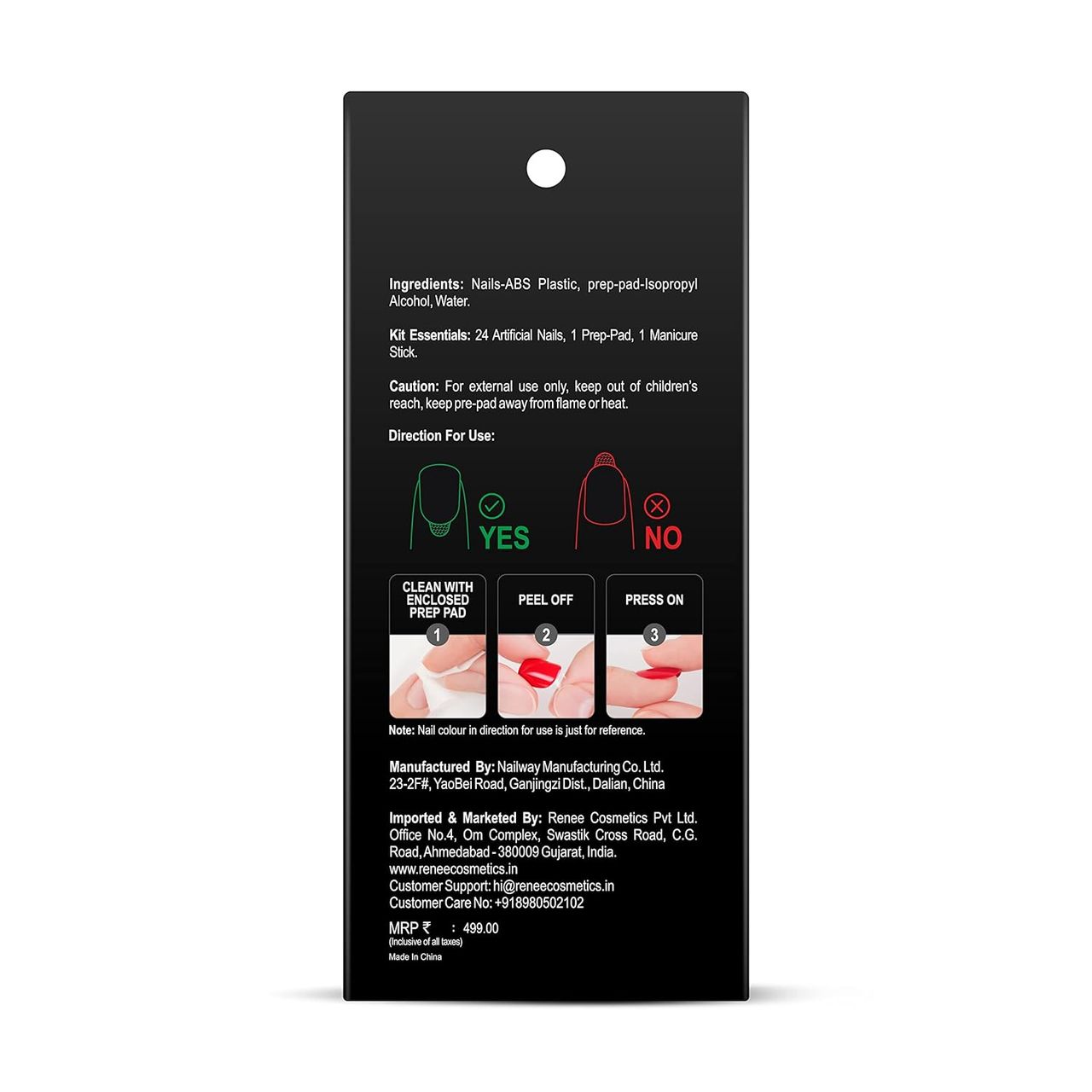Renee Stick On Nails Bn 03| 24 Reusable Artificial Fake Nail Set