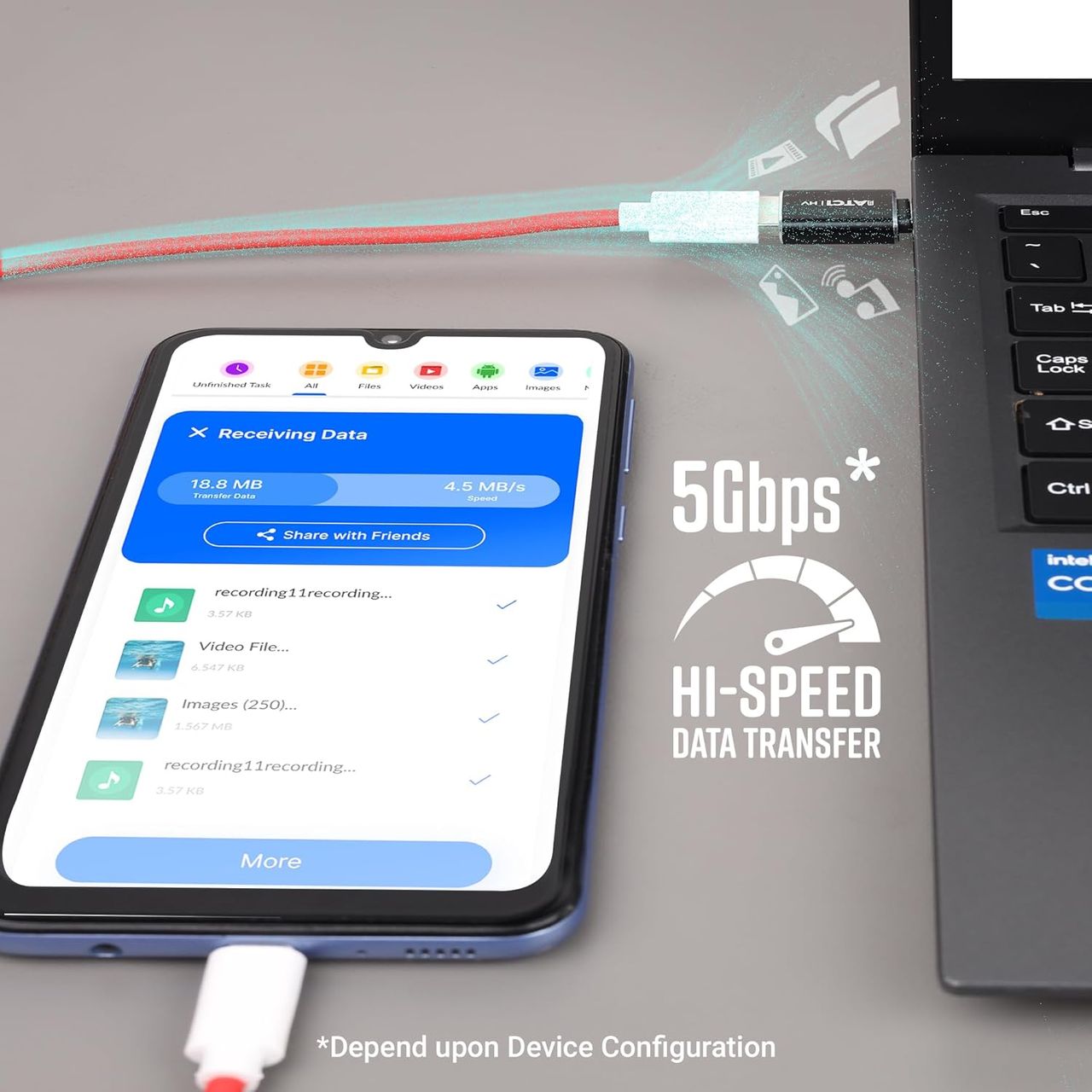 Zebronics ATC1 USB Type A to Type C Converter, USB 3.0, High-Speed Data Transfer, Plug and Play