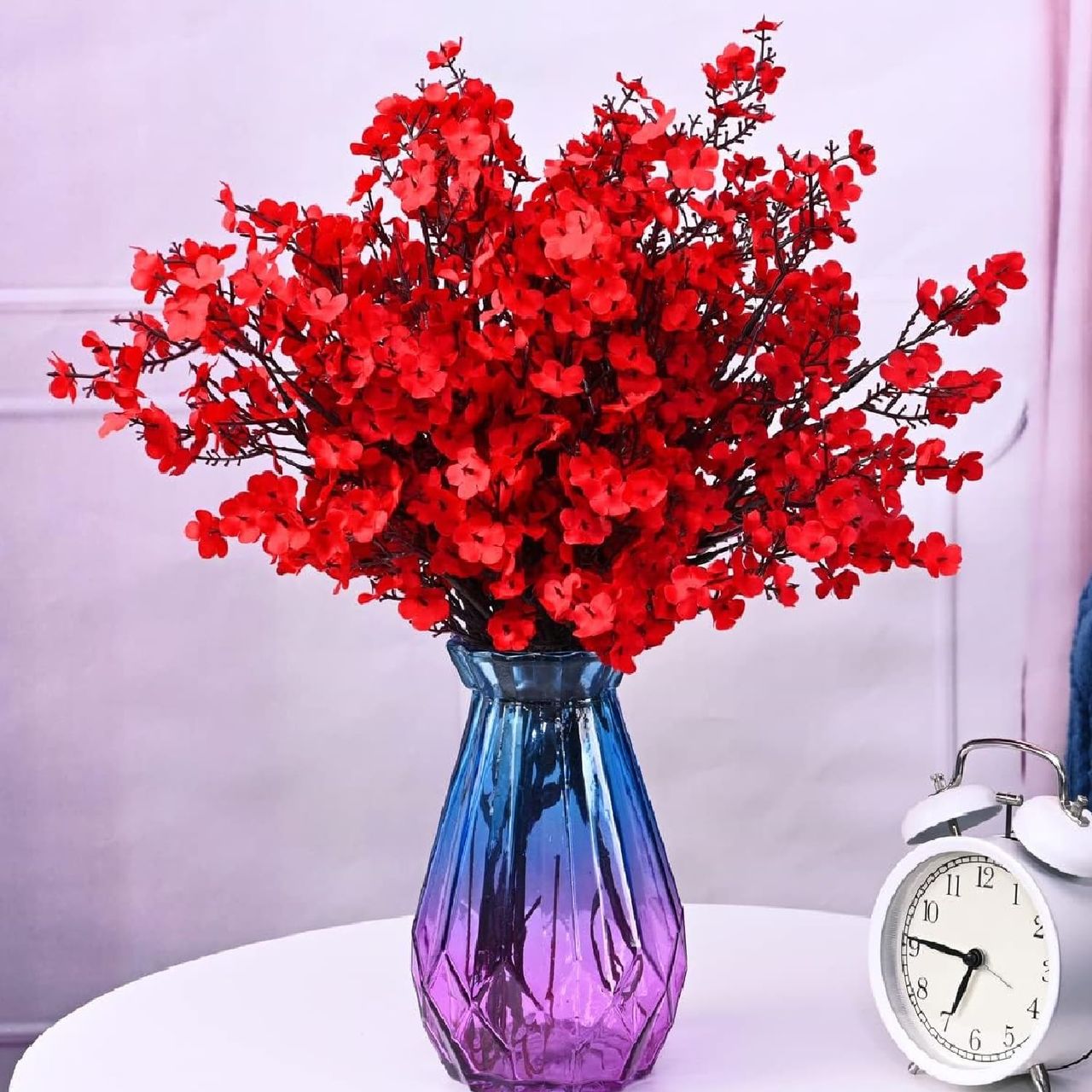 Tied Ribbons Artificial Gypsophila Flowers Bunches Without Vase - Set Of 5