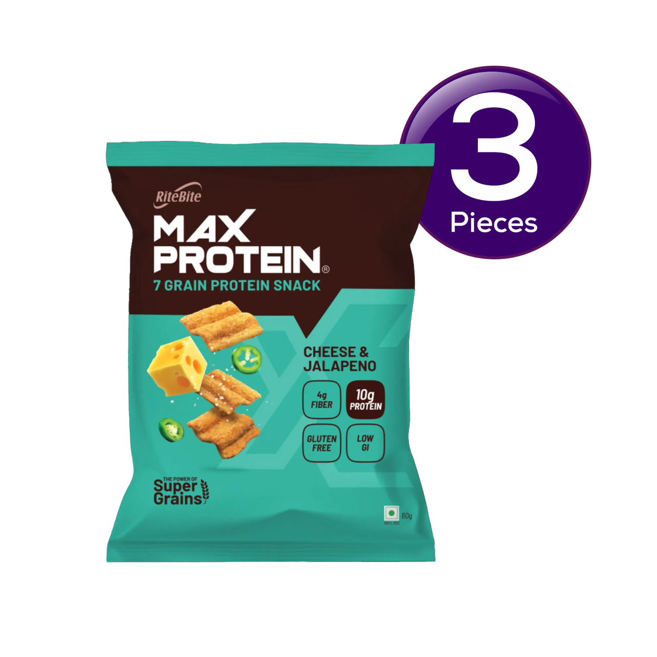 RiteBite Max Protein Chips Cheese & Jalapeno Protein Chips 60 g Combo