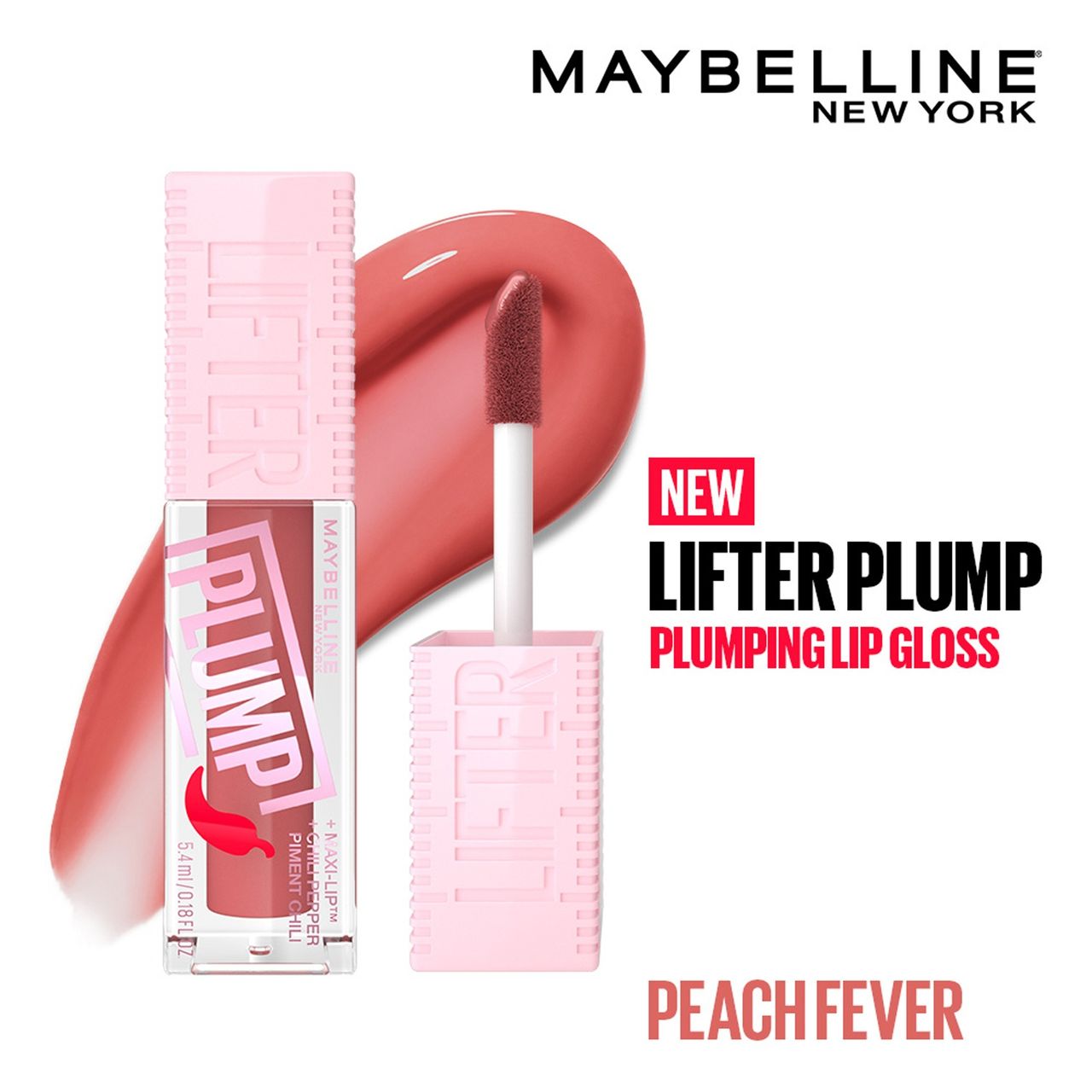 Maybelline New York Lifter Plump - Plumping Lip Gloss | Peach Fever