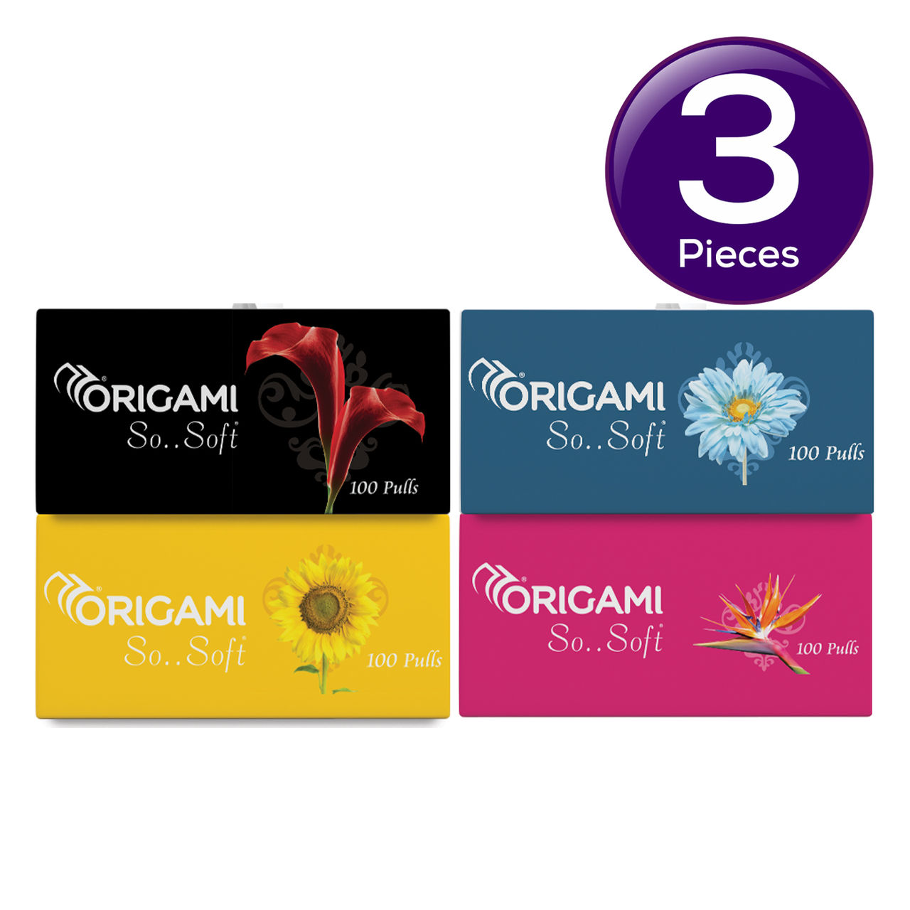 Origami So Soft 4 In 1 Face Tissue | 2 Ply (Assorted) 4 pc Combo