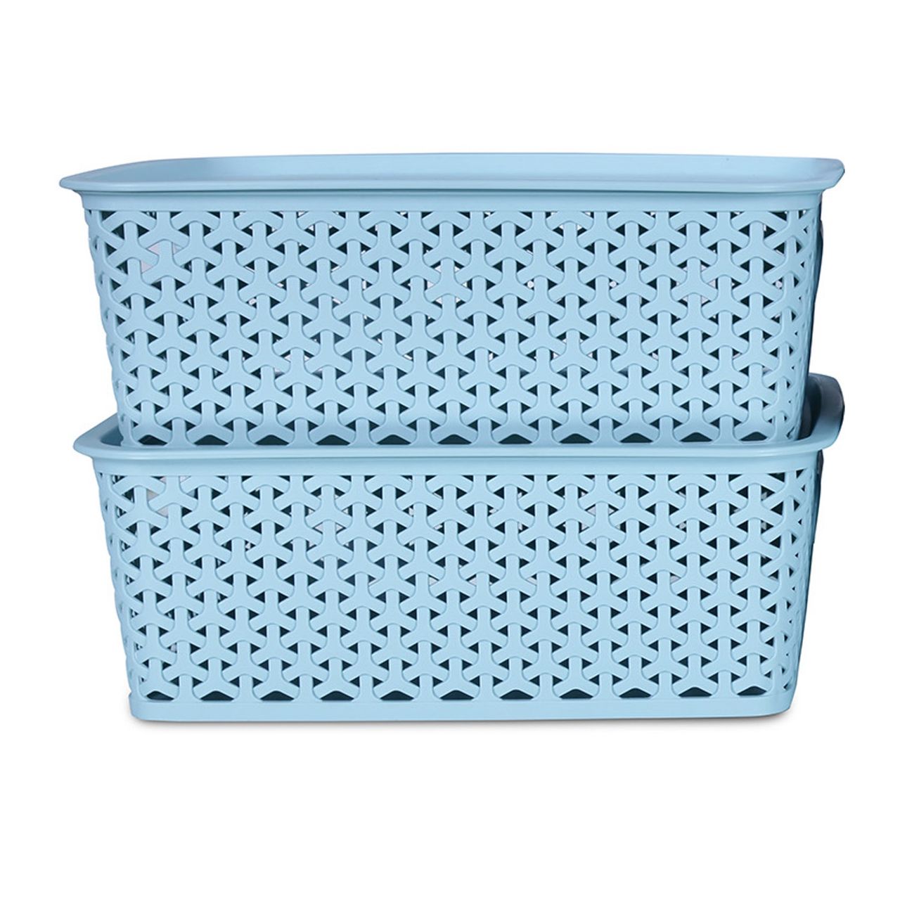 Kolorr Premium Elite Medium Size Rectangular Storage Baskets With Lids Pack Of 2- Mint Green