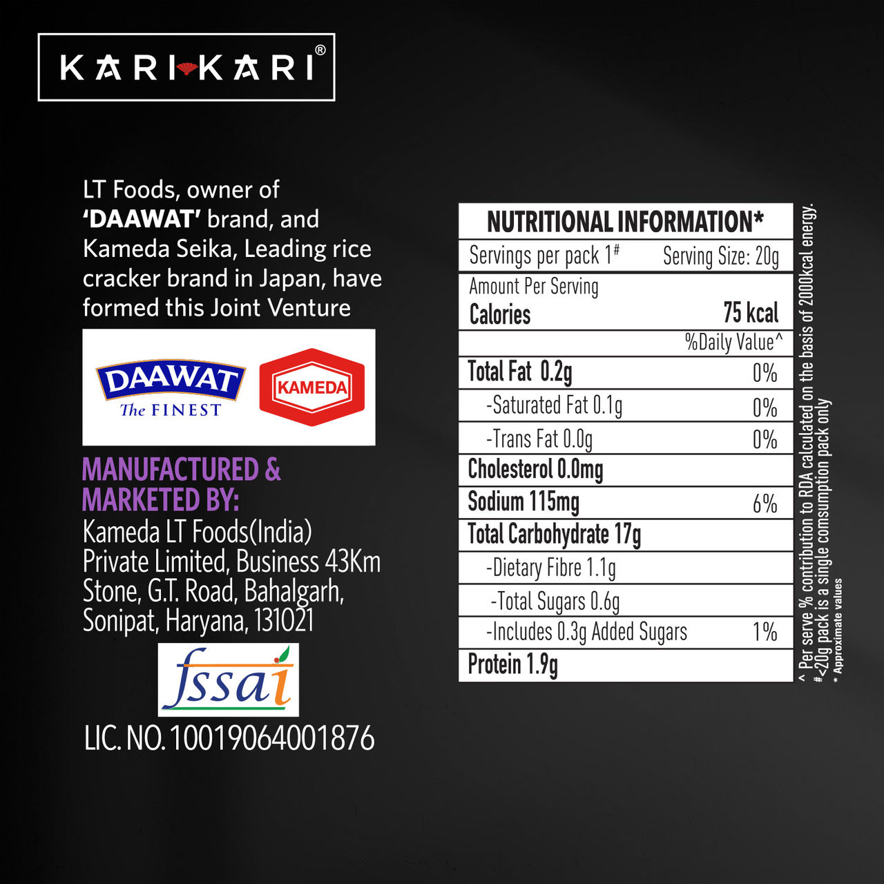 Kari Kari Sesame Soy- Pack Of 6 (108g) & Thums Up Soft Drink (750ml) Combo