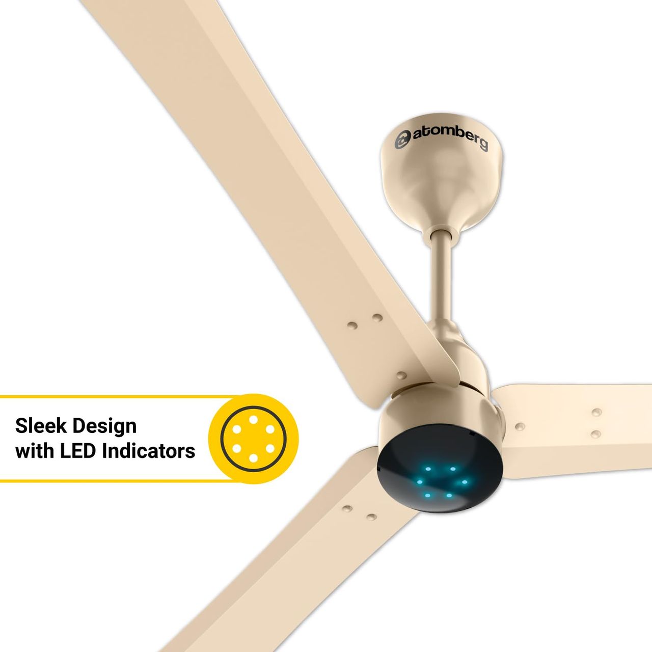 Atomberg Renesa+ BLDC Ceiling Fan,1200mm,Remote Control,BEE 5 Star,LED Indicators,Metallic Gold