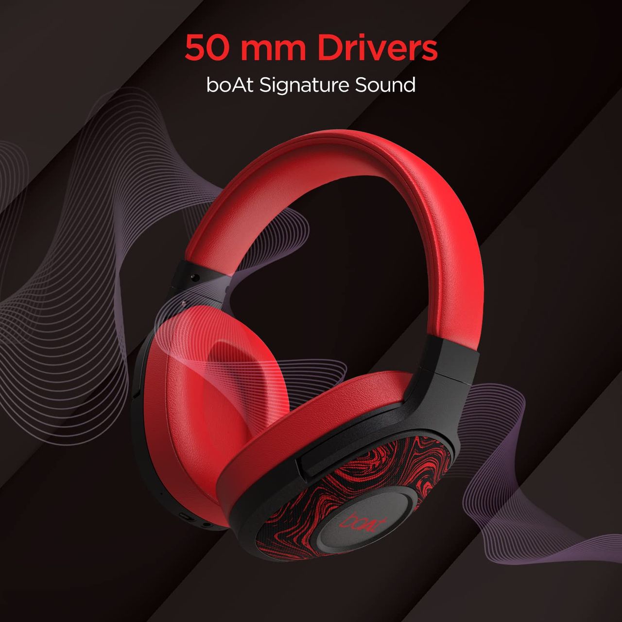 boAt Rockerz 550 Bluetooth Wireless Over Ear Headphones with Upto 20 Hours Playback (Red)