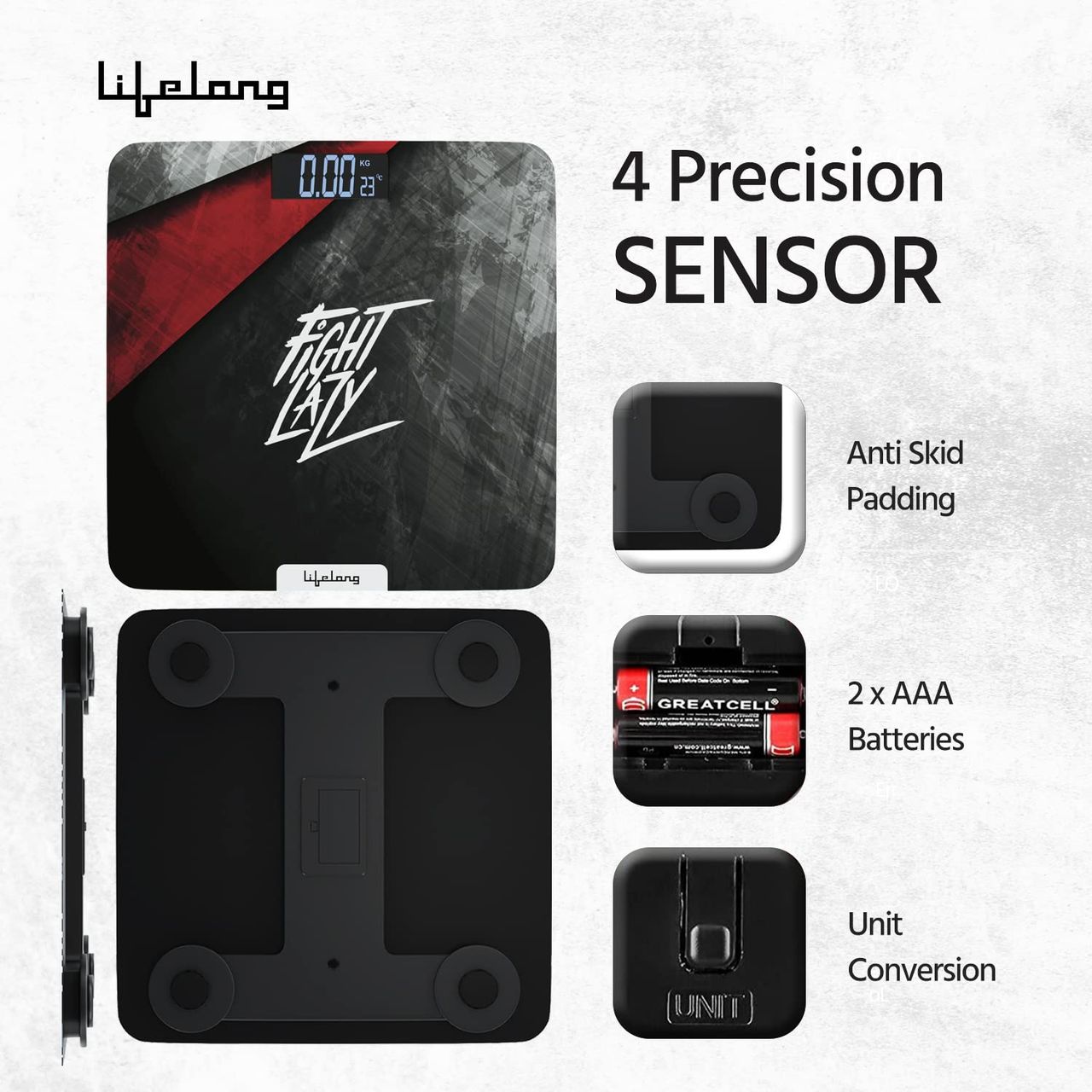 Lifelong Fight Lazy Series Weighing Scale -Digital Weight Machine | Tempered Glass