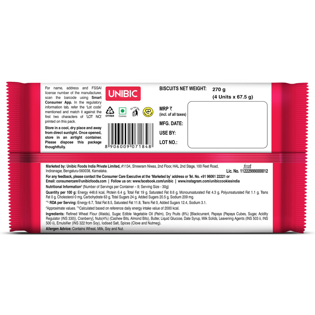 Unibic Fruit & Nut cookies