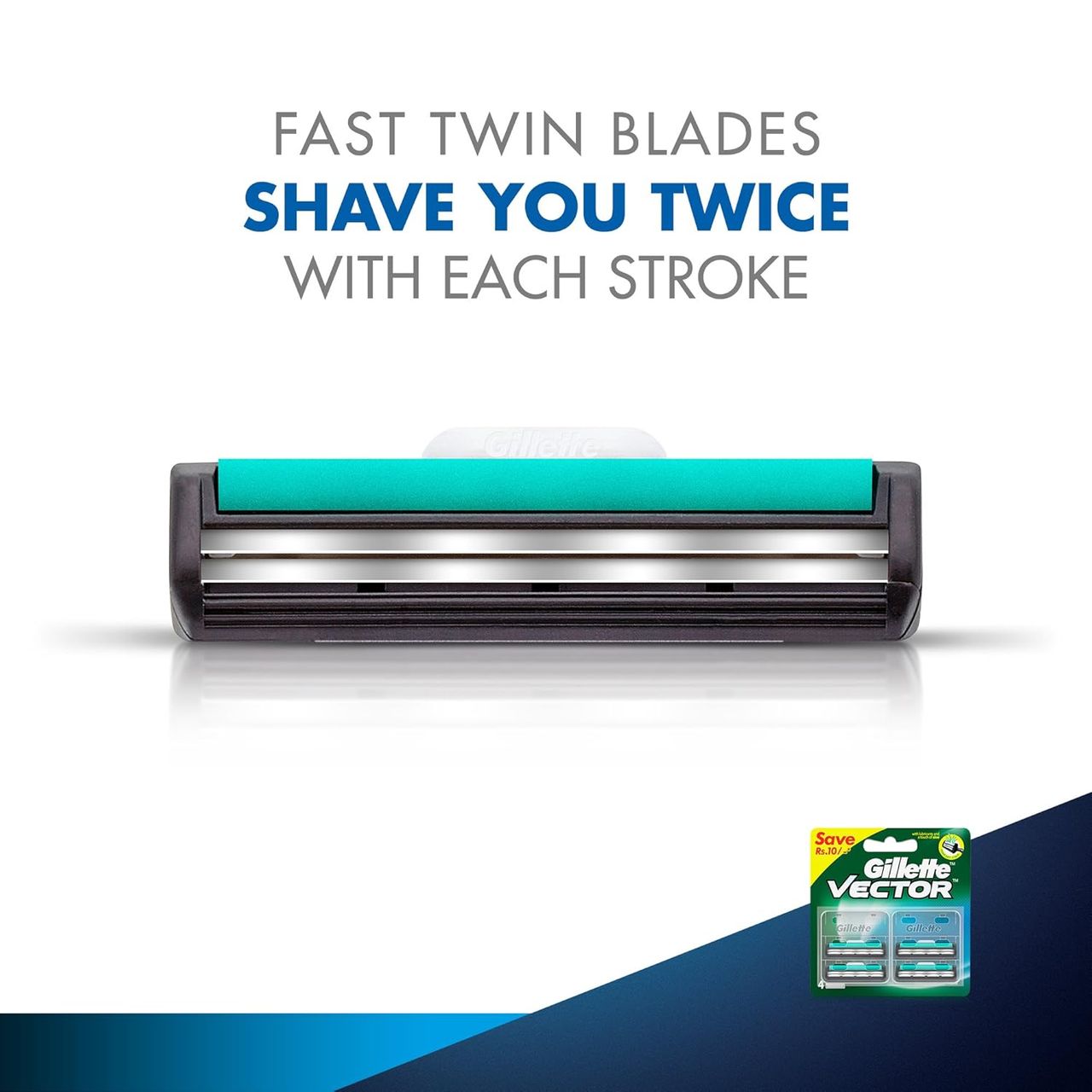 Gillette Vector Plus Manual Shaving Razor Blades (4 Cartridges)