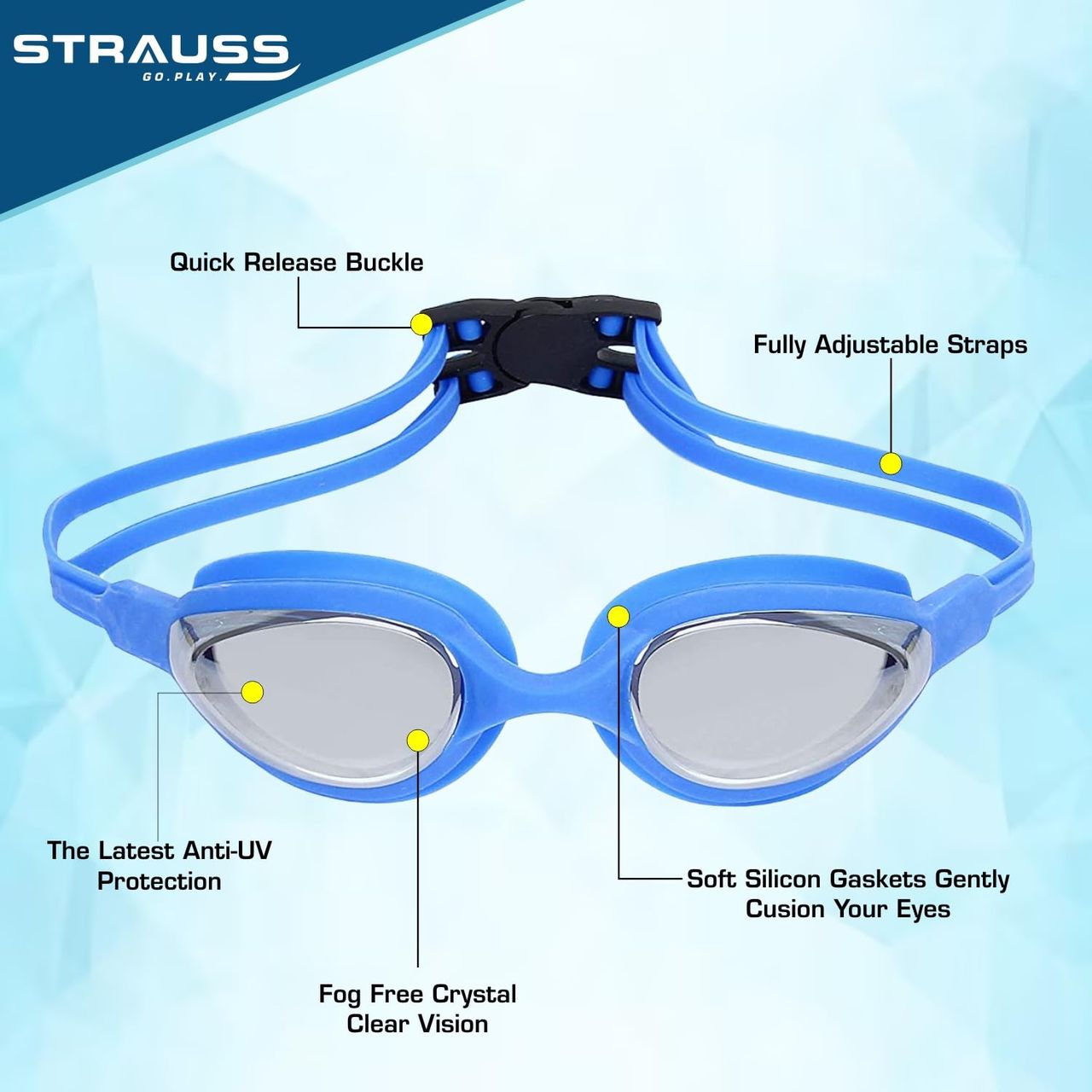 Strauss Swimming Goggles Set, (Blue)