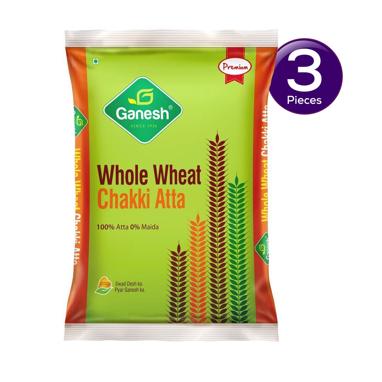 Ganesh Whole Wheat Chakki Atta 1 kg Combo