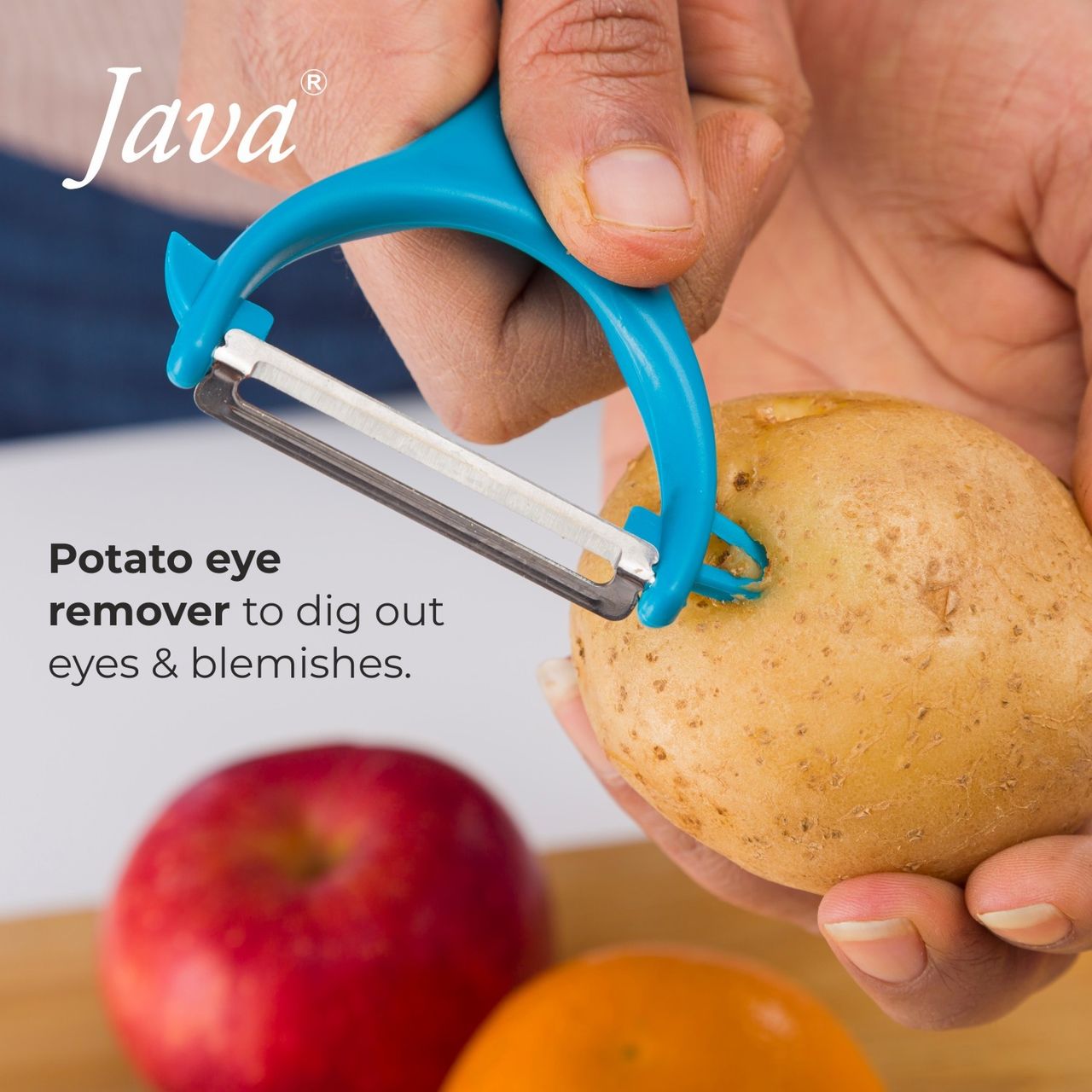 Java Swift Peeler with Potato Eye Remover & Citrus Peeler - Blue