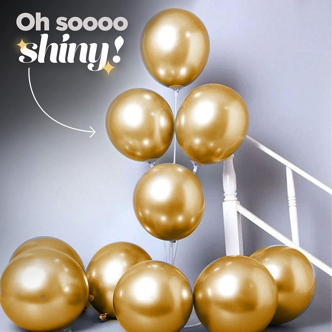 Just Party Golden Metallic Chrome Shiny Balloons For Party Decorations