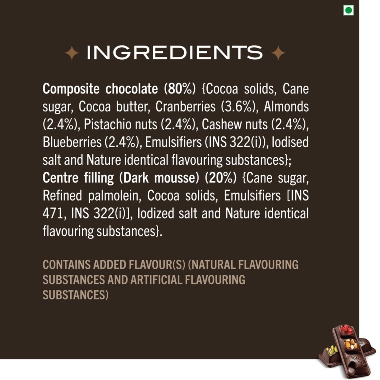 Fabelle Open Secret - Dark Chocolate Handcrafted Bar with Exotic Nuts & Berries Handcrafted Bar