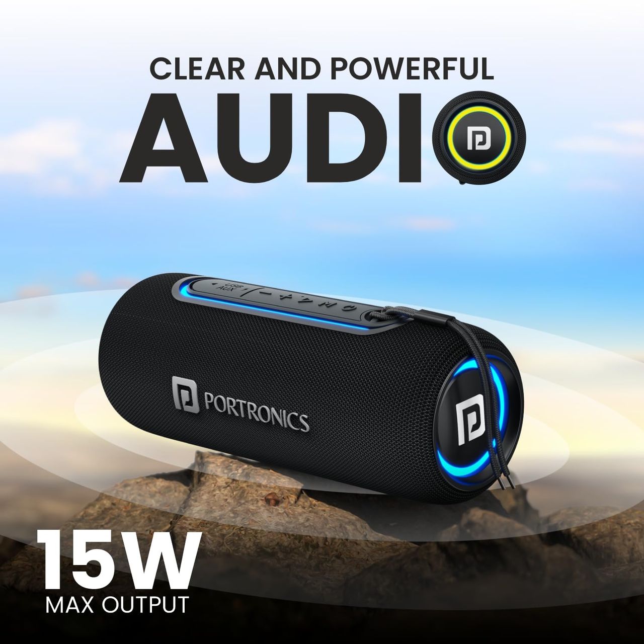 Portronics Resound 2 15 W Portable Wireless Speaker- Black