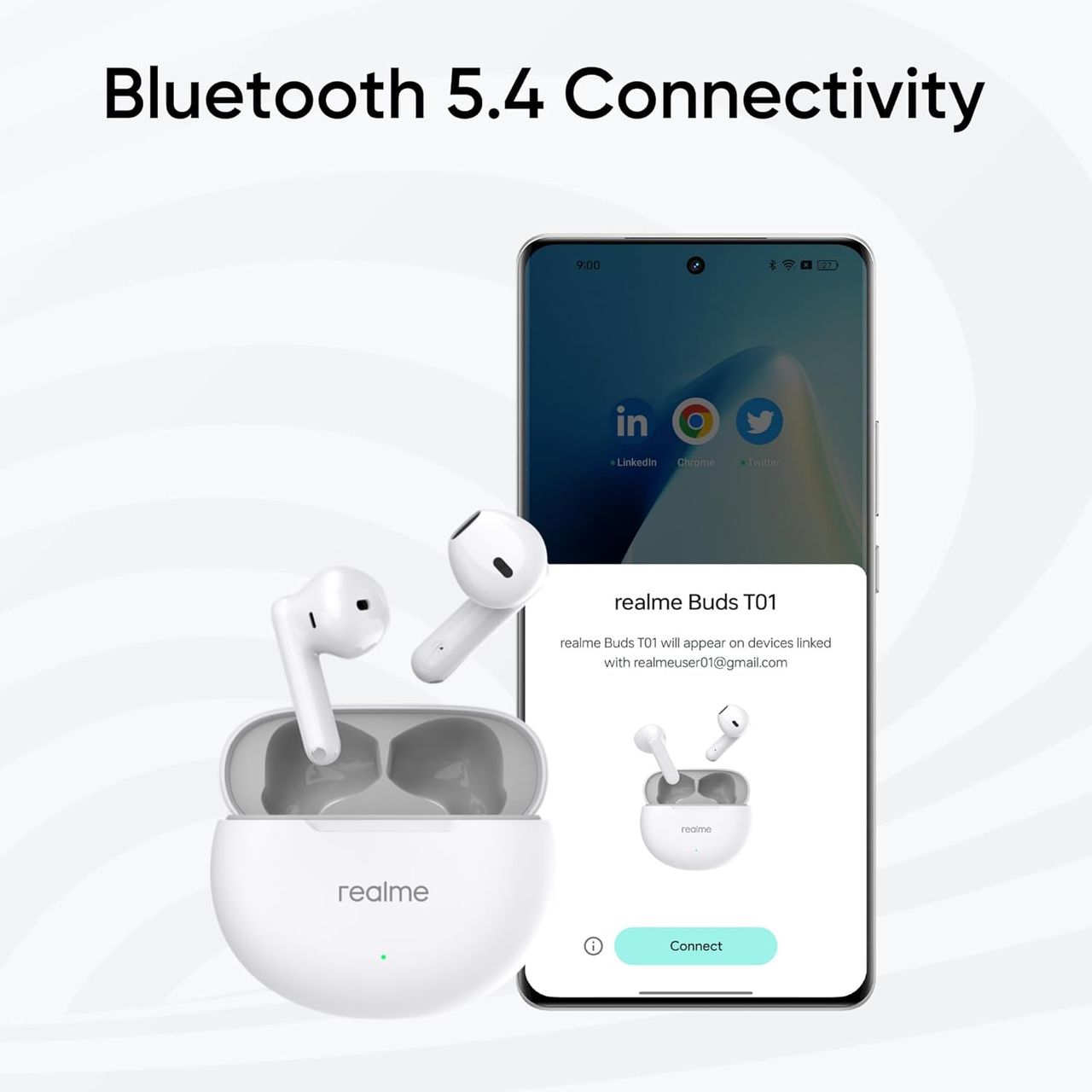 Realme Buds T01 Truly Wireless In-Ear Earbuds With Ai Enc For Calls(White)