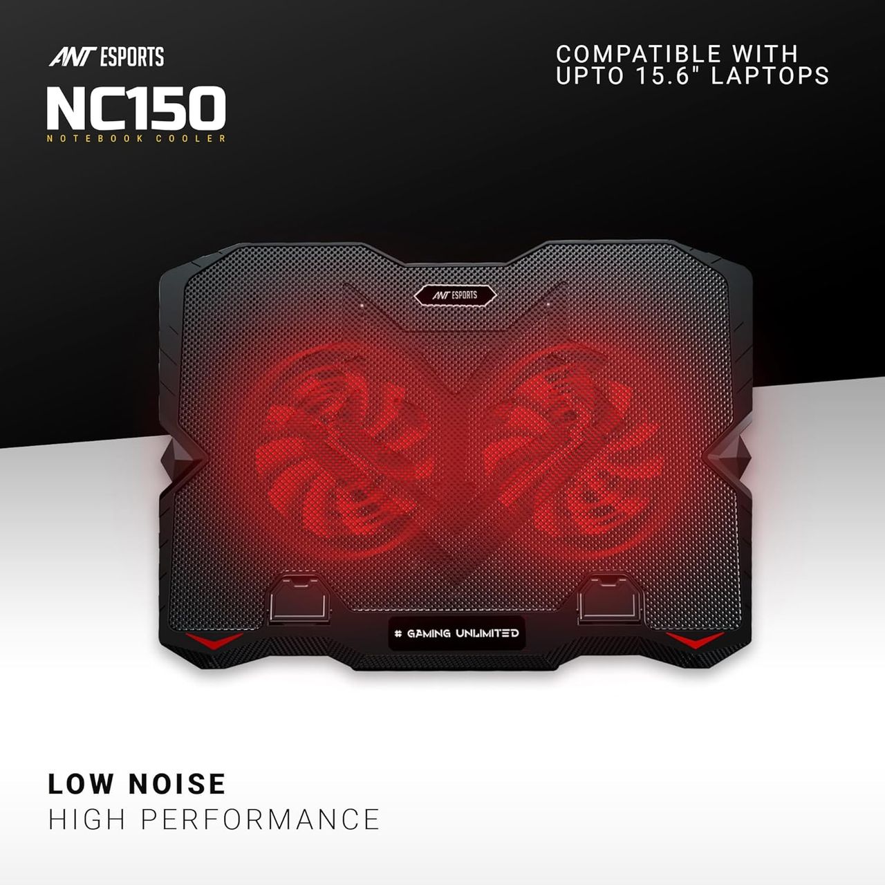 Ant Esports Nc150 Ultra Slim And Sturdy Portable Laptop Cooling Pad With 2 * 1 125Mm Red Led Fan