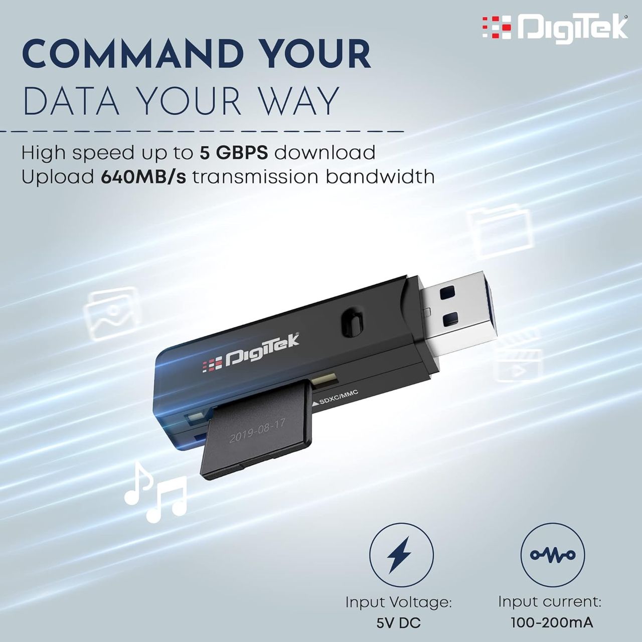 Digitek Dcr 006 Usb 3.0 High Speed 2 In 1 Multi Card Reader With Led Indicator,Upto 5 Gbps Download