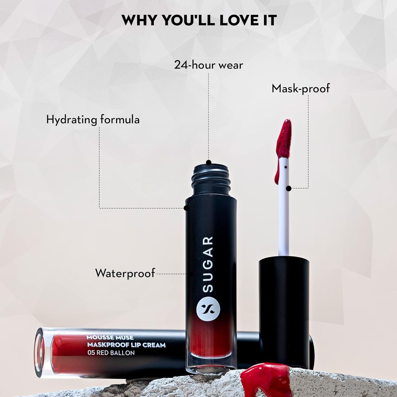 SUGAR Cosmetics Mousse Muse Lip Cream - Red Ballon (Deep Red) | Sulphate Free