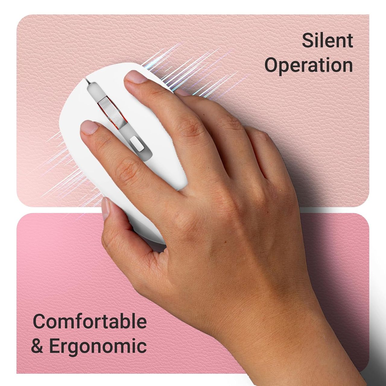 Zeb-Jaguar Wireless Mouse, 2.4Ghz With Usb Nano Receiver, High Precision 4 Buttons (White+Grey)