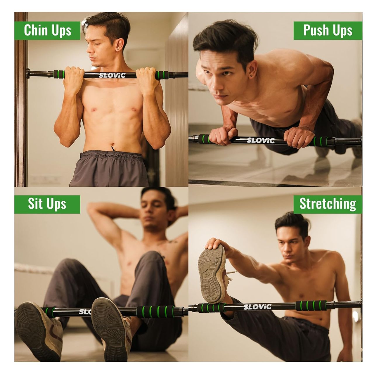 Slovic Door Pull Up Bar For Home Workout (Load Capacity: 100 Kg) | Adjustable Length 60 To 100Cm
