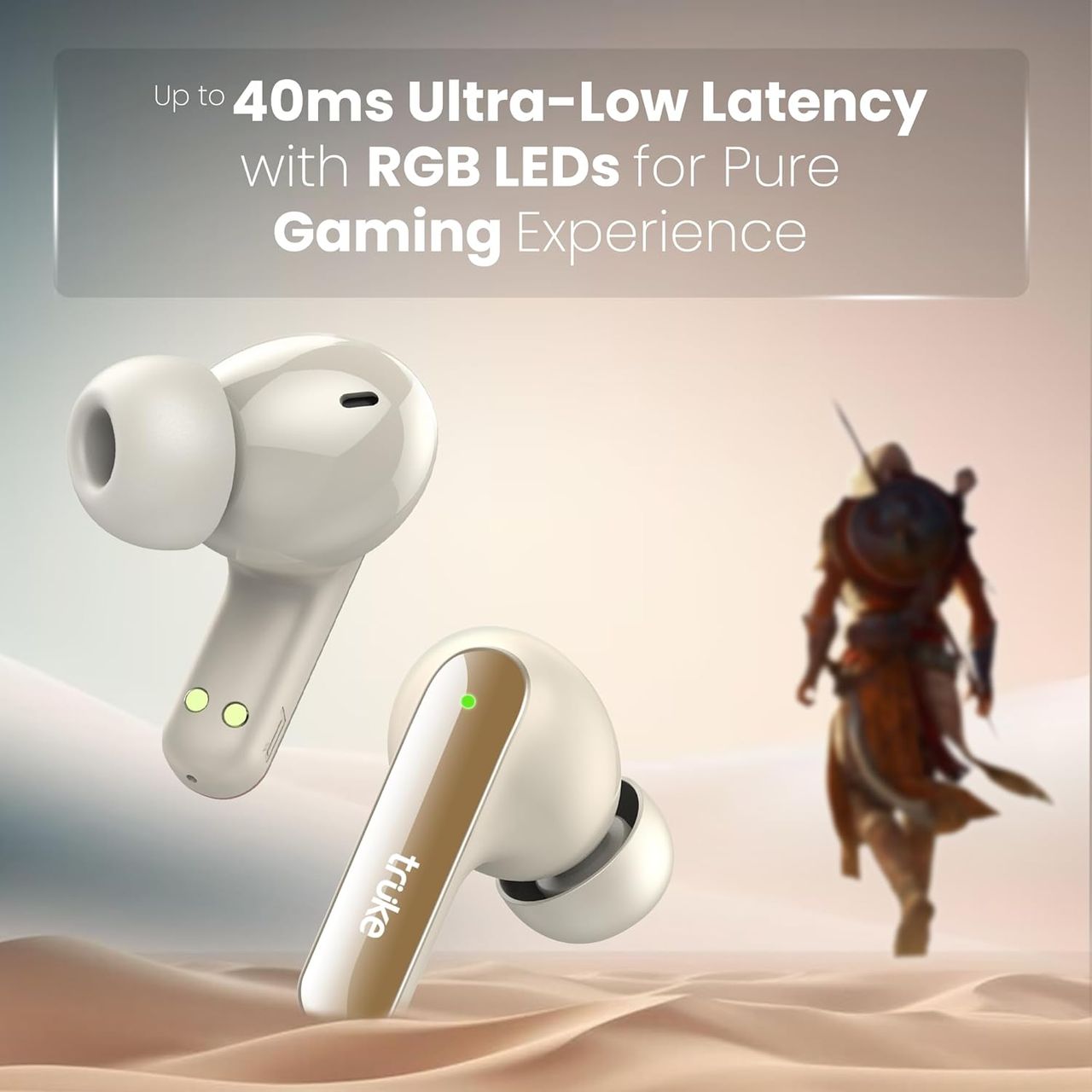 Truke Buds F1 Ultra With 60 Hours Playtime | Spatial Audio | 13mm Drivers | Multi-modes - Champagne Gold
