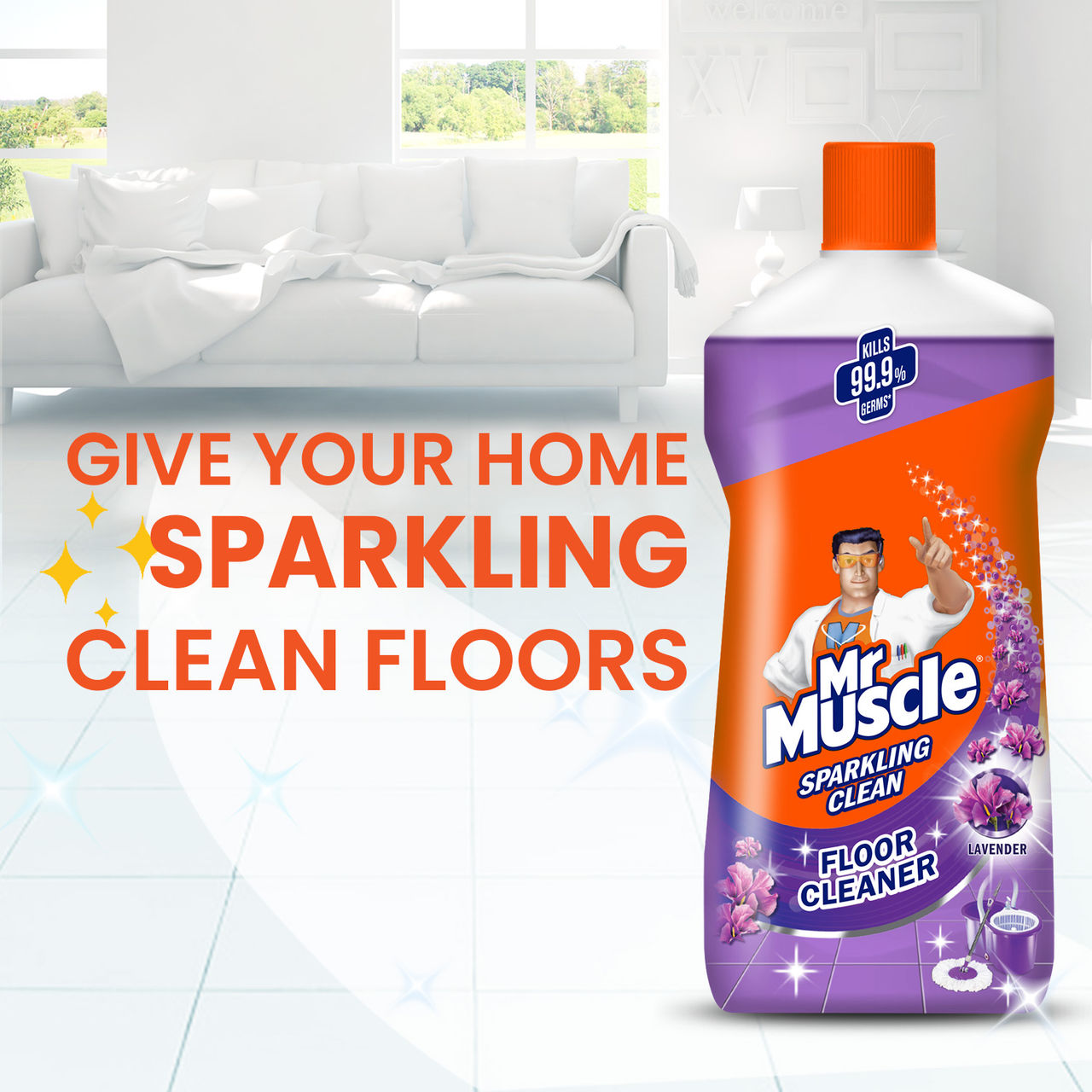 Mr. Muscle Lavender Sparkling Floor Cleaner Liquid