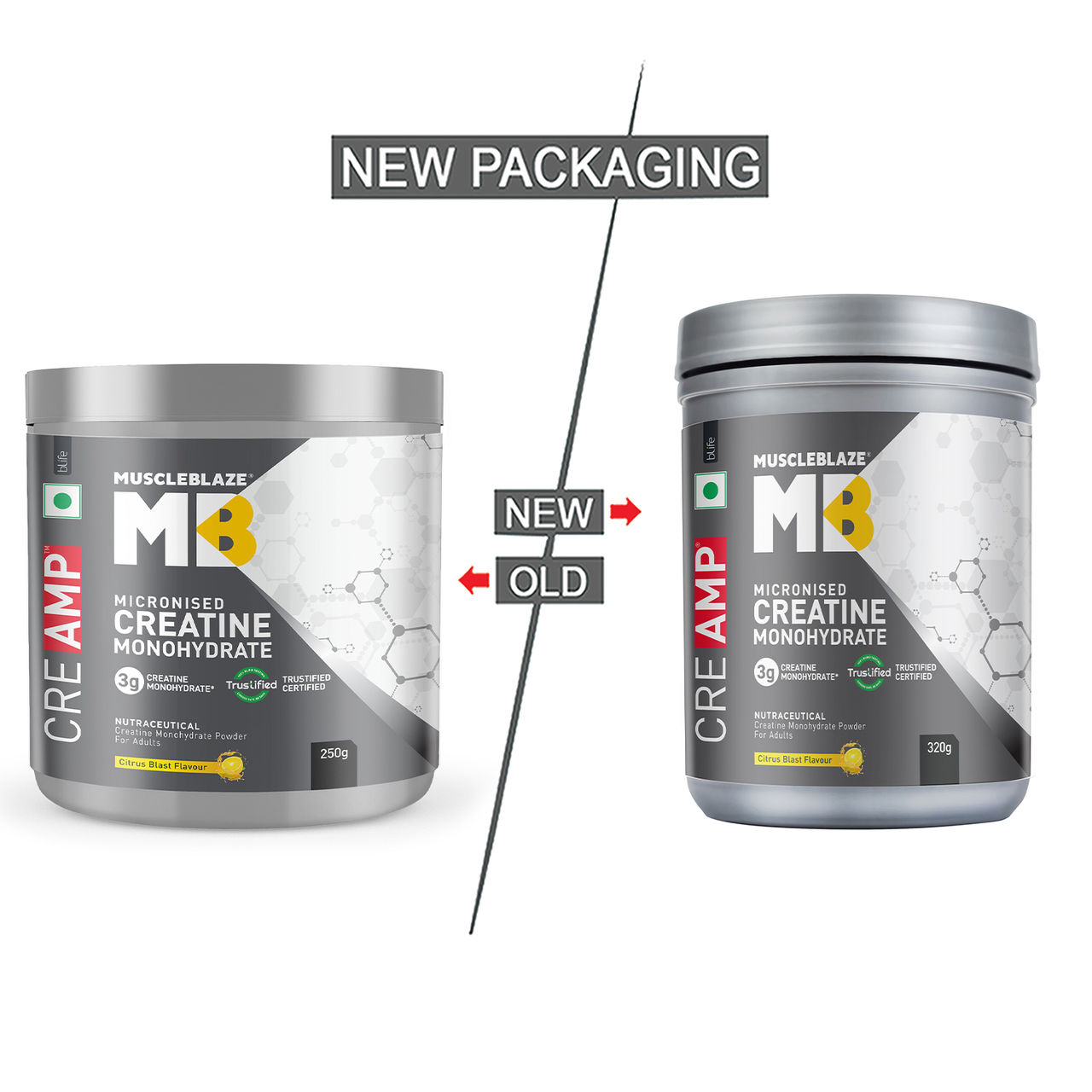 Muscleblaze Creatine Monohydrate Creamp With Creabsorb (Citrus Blast, 62 Servings) 250 g Combo