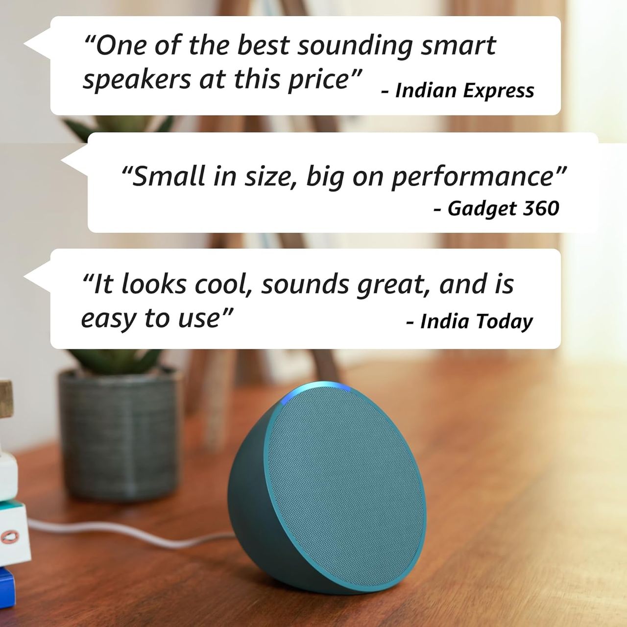 Amazon Echo Pop| Smart Speaker With Alexa & Bluetooth| Loud Sound,Balanced Bass,Crisp Vocals| Green