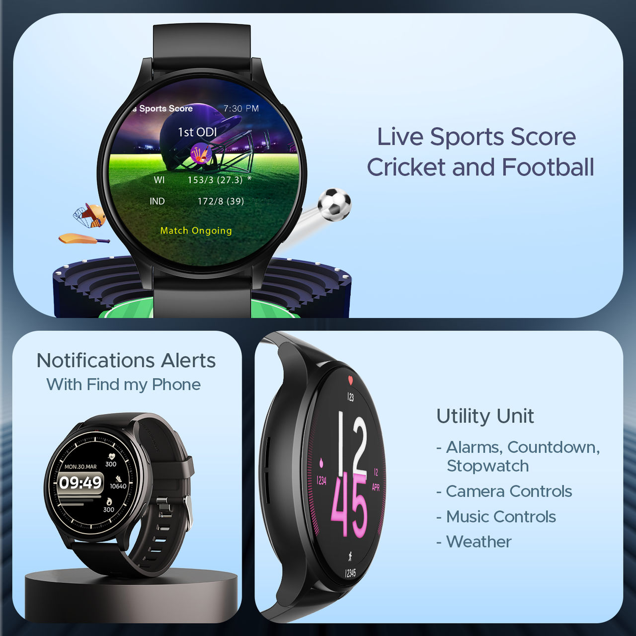 boAt Lunar Prime Smartwatch | 1.43" AMOLED Display | BT Calling - Charcoal Black