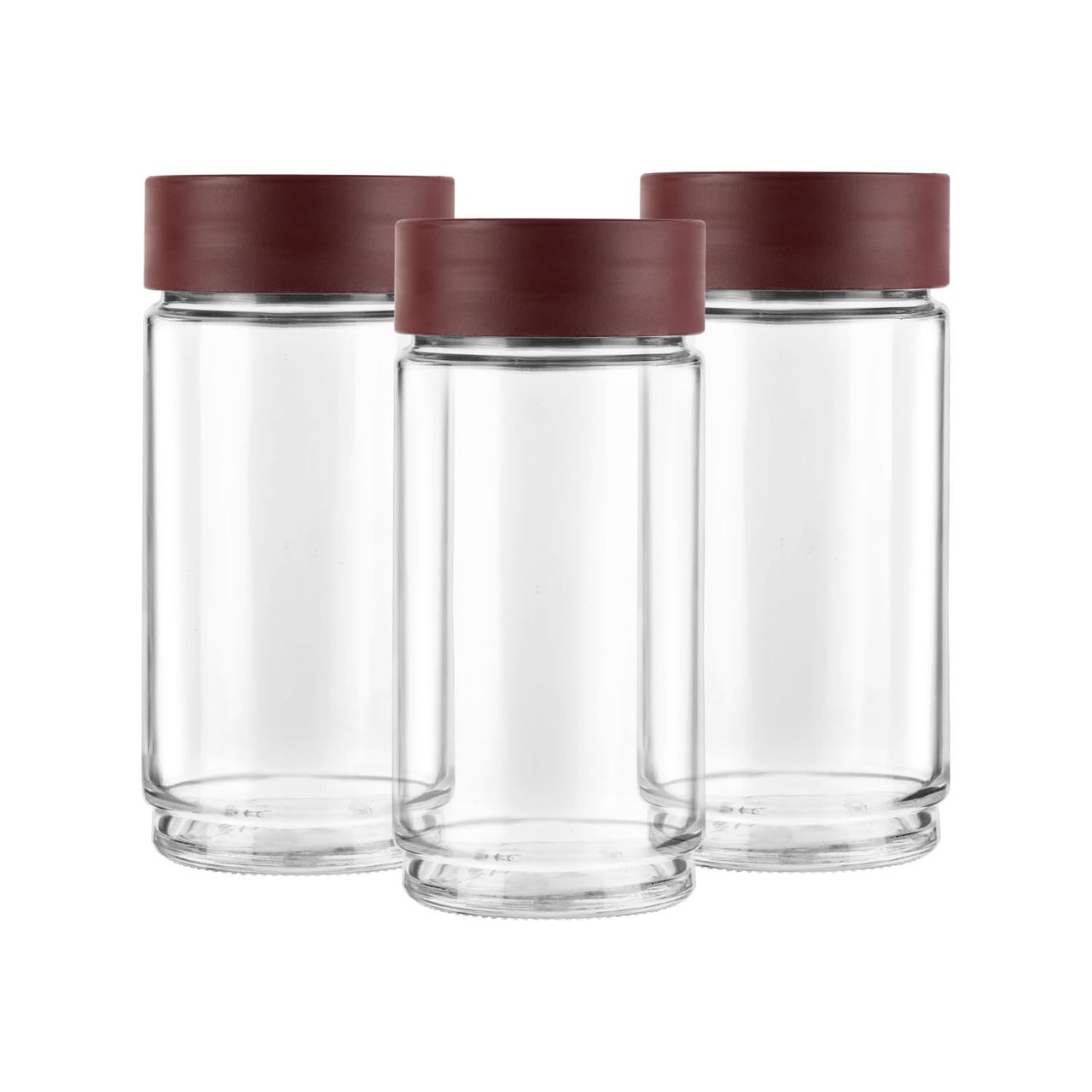 Cello Modustack Glassy Storage Jar | Set Of 3 | 1000Ml, Maroon