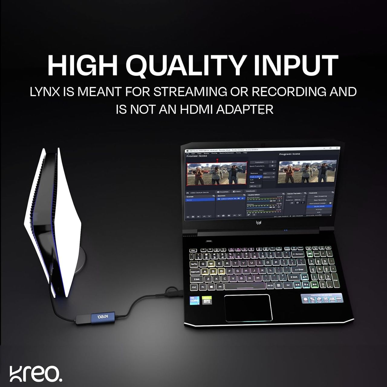 Kreo Lynx Full Hd Video Capture Card With Usb 3.0 Video For Gaming,Streaming &Recording,1080P/60Fps