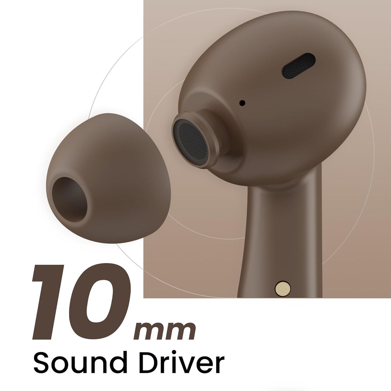 Hammer Solitude Enc Bluetooth In Ear Earbuds With Upto 22H Playtime, Type-C - Mocha Brown