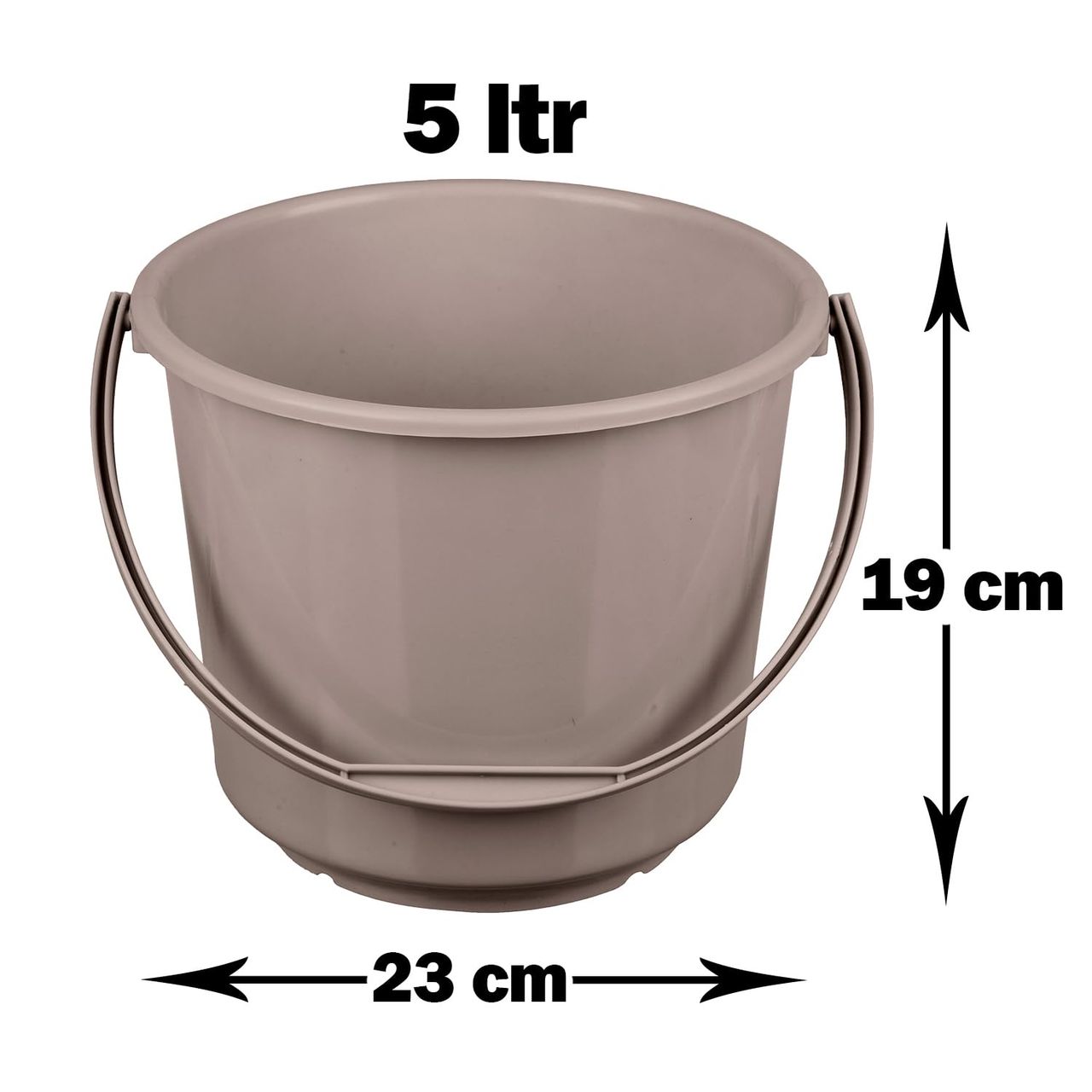 Kuber Industries Plastic Bucket for Cleaning & Storage|Plain Bucket|5 L|Brown