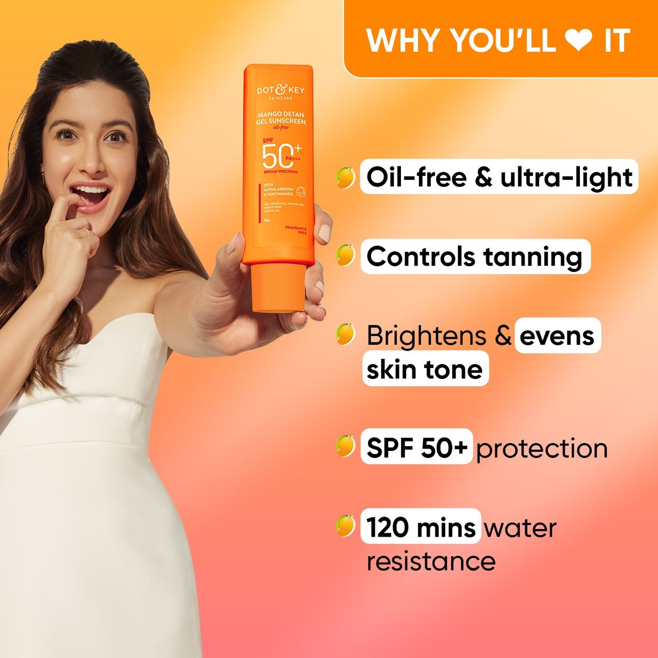 Dot & Key Mango DETAN Gel Sunscreen SPF 50+ PA+++