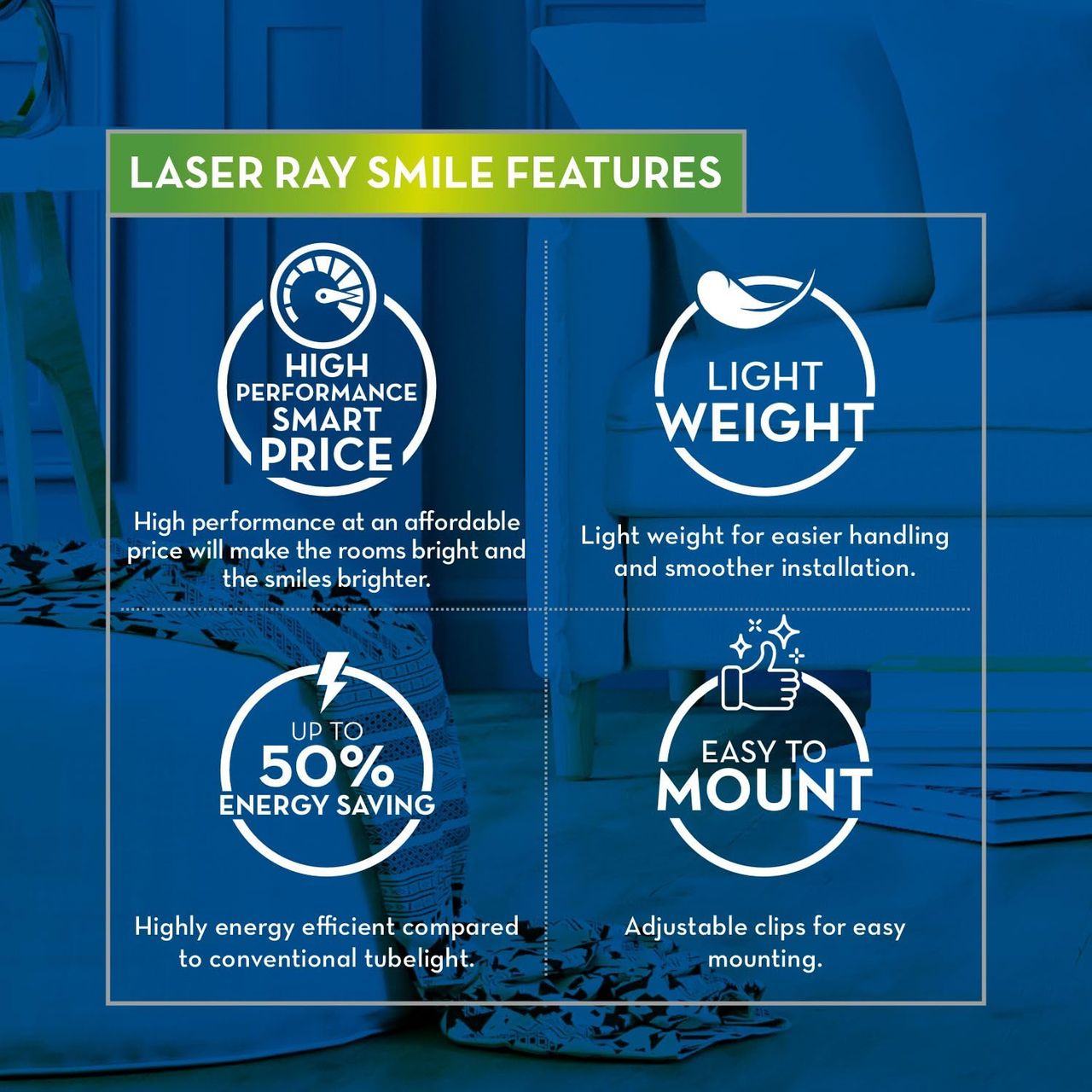 Crompton Laser Ray Smile 20W Led Batten | Energy Efficient Batten For Home | Cool Day Light 6500K