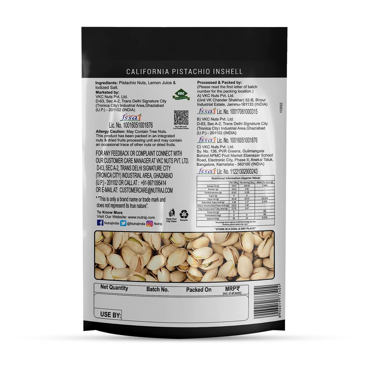 Nutraj California Roasted & Salted Pista