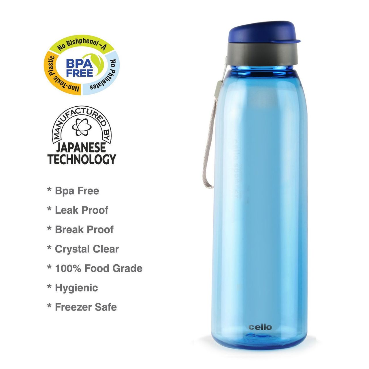 Cello Athlete Bottle with Flip Top Lid, 800ml, Set of 4 (Colour May Vary)