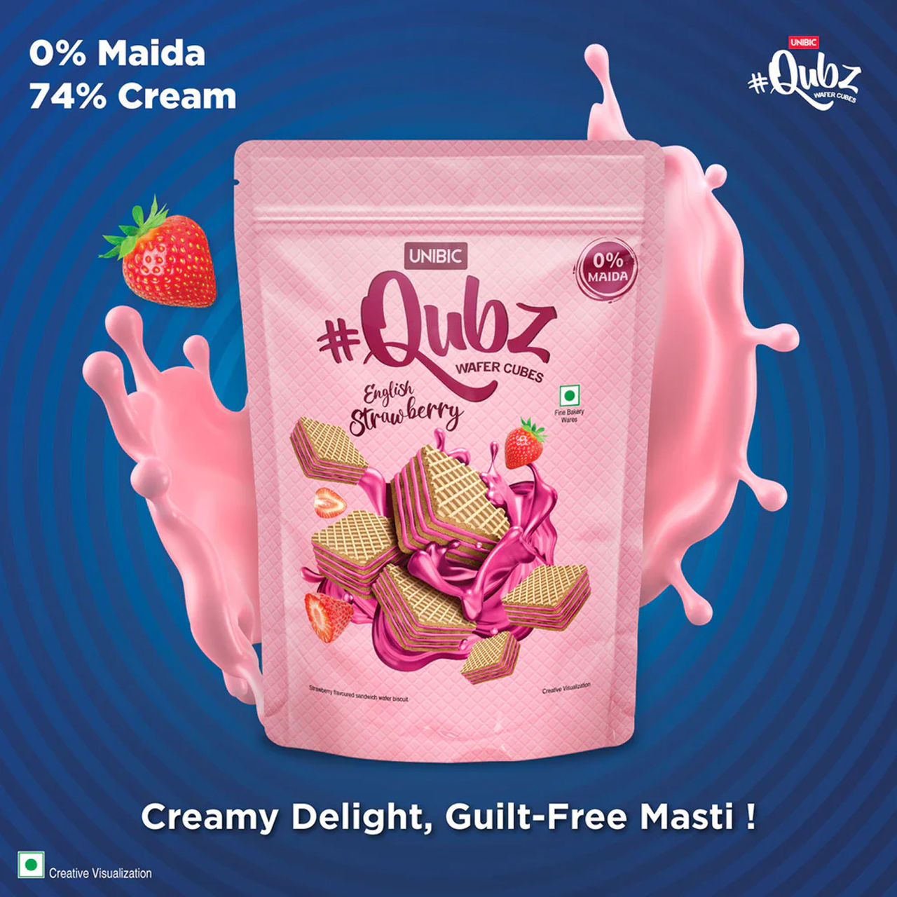 Unibic Wafer Strawberry Qubz 150 g Combo