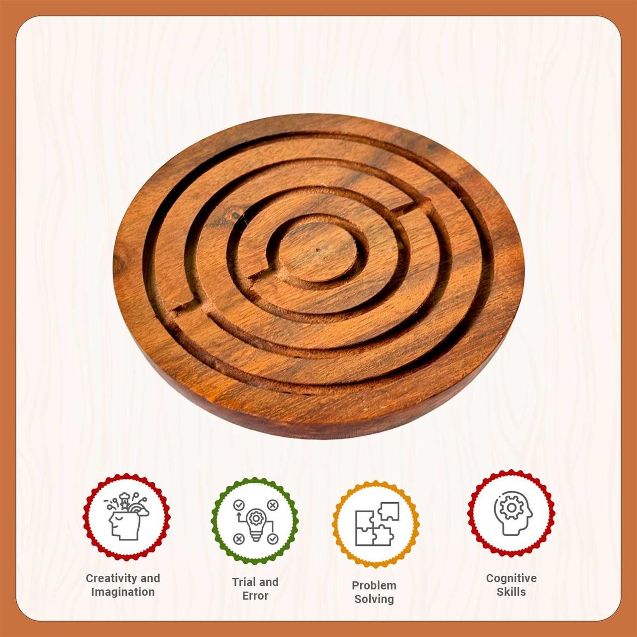 Little Ginnie Wooden Maze Puzzle Develop Problem-Solving, Motor Skills Ideal For Kids Ages 3+ Years