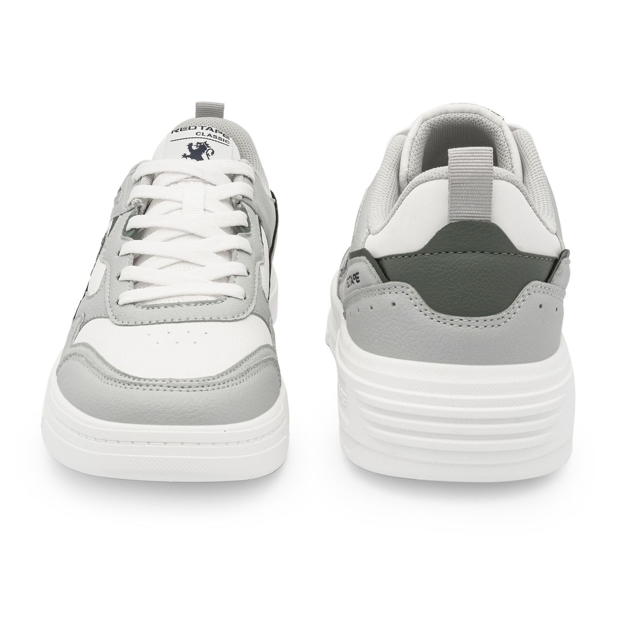 Red Tape Men's Super Sneakers | Sleek Design | Lightweight EVA Sole | Grey and White - UK 10