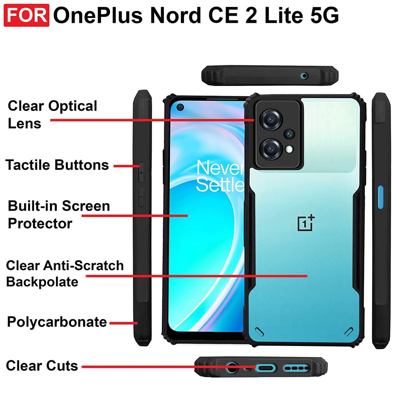 Zapcase Back Cover for OnePlus Nord CE 2 Lite 5G | Matte-Black