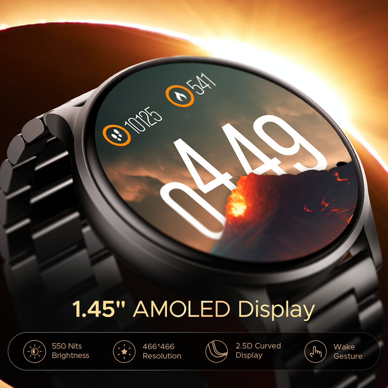 boAt Lunar Prime Smartwatch | 1.43" AMOLED Display | BT Calling - Charcoal Black