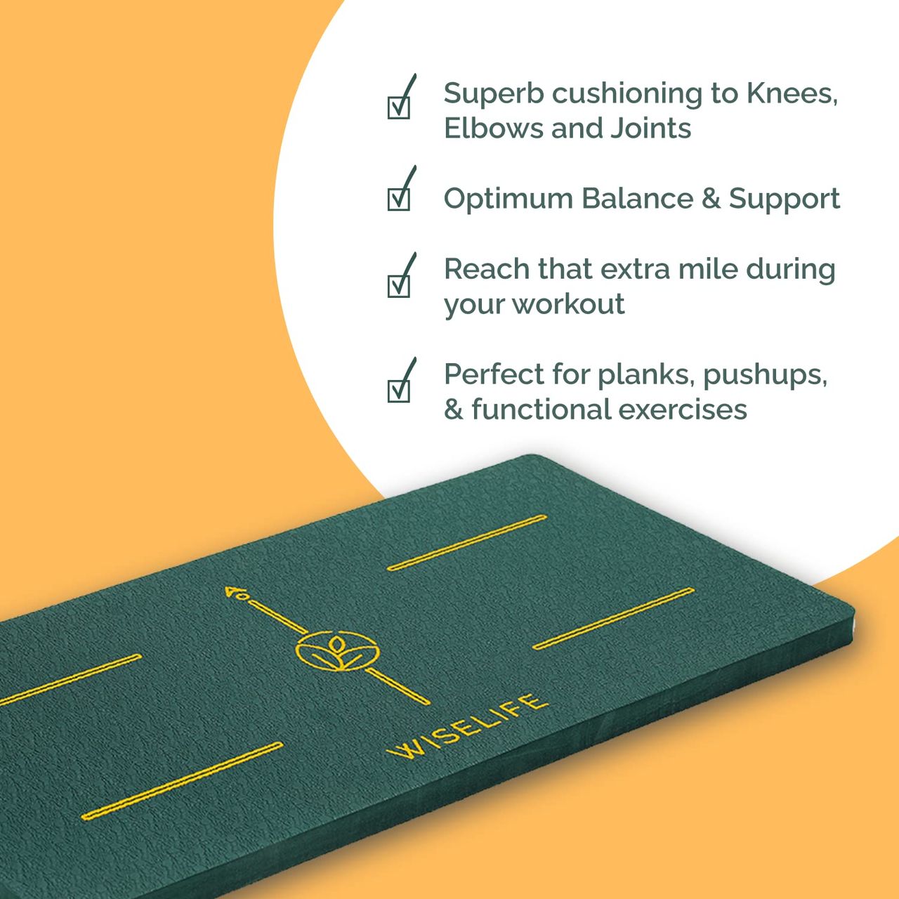 Wiselife 16 Mm Yoga Cushion Pad - Green