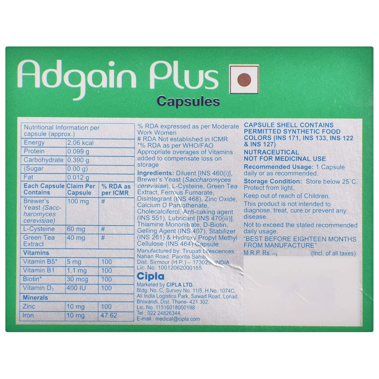 Adgain Plus Healthy Hair Capsule 10